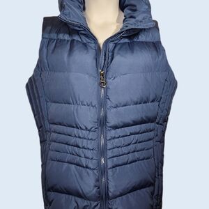 Johnston & Murphy Men's Down Puffer Vest L Quilted Zip Stowaway Hood